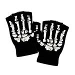 Halloween Handschoenen Zwart Wit Skelet Vingerloos