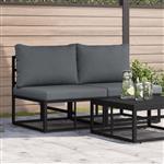 vidaXL Buitenmeubilair met kussen 2 pcs Zwart 70 x 71,5 x 71 cm Metaal