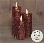 LED Kaarsen Anna's Collection – Brons Druipkaars Wax – 3 x 3D Vlam – Met Timer – 2xAA Batterij OP 2X