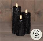 LED Kaarsen Anna's Collection – Zwart Druipkaars Wax – 3 x 3D Vlam – Met Timer – 2xAA Batterij OP 2X