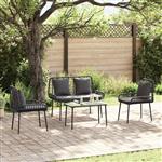 vidaXL Tuin Eetset 3 pcs Zwart en Anthraciet Poly riet en staal