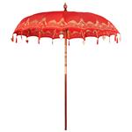 vidaXL Balinese Parasol Rood (210-220) x 260 cm Katoen en massief hout