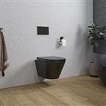 Wandcloset Wiesbaden Stereo Rimless Met Vesta Toiletzitting Mat Zwart