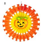 Halloween Papieren Waaiers Oranje Pompoen 48cm