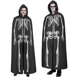 Halloween Cape Wit Zwart Skelet 1,5m