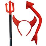Halloween Accessoireset Rood Zwart Duivel 3 delig