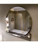 MONDIAZ SPOT spiegel rond 120cm met Spiegelplanchet kleur Lava.