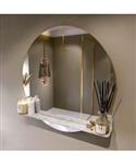 MONDIAZ SPOT spiegel rond 90cm met Spiegelplanchet kleur Glace.