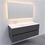 Badkamermeubel Solid Surface AQS Stockholm 120x46 cm Links Mat Antraciet 4 Laden (met 1 kraangat)