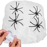 Spinnenweb Wit met 4 Spinnetjes Halloween Decoratie