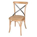 Houten stoel met gekruiste rugleuning, 2 stuks