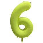 Cijfer ballon 6 Neon geel 86 cm x 70 cm