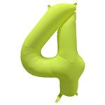Cijfer ballon 4 Neon geel 86 cm x 70 cm