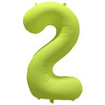 Cijfer ballon 2 Neon geel 86 cm x 70 cm