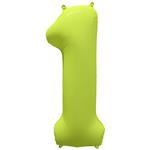 Cijfer ballon 1 Neon geel 86 cm x 70 cm