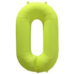 Cijfer ballon 0 Neon geel 86 cm x 70 cm