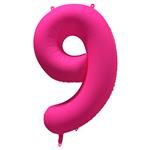 Cijfer ballon 9 Neon roze 86 cm x 70 cm