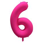 Cijfer ballon 6 Neon roze 86 cm x 70 cm