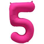 Cijfer ballon 5 Neon roze 86 cm x 70 cm