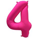 Cijfer ballon 4 Neon roze 86 cm x 70 cm