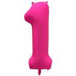 Cijfer ballon 1 Neon roze 86 cm x 70 cm