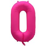Cijfer ballon 0 Neon roze 86 cm x 70 cm