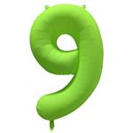 Cijfer ballon 9 Neon groen 86 cm x 70 cm