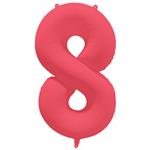 8 Jaar Cijfer Ballon Rood Neon Leeg 86cm