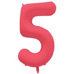 5 Jaar Cijfer Ballon Rood Neon Leeg 86cm