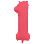 1 Jaar Cijfer Ballon Rood Neon Leeg 86cm