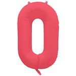Cijfer ballon 0 Neon rood 86 cm x 70 cm