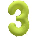 Cijfer ballon 3 Neon geel 86 cm x 70 cm