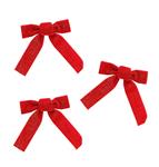 3 GLINSTERENDE RODE FLUWEELSTRIKKEN 14 CM X 1 CM X 16 CM