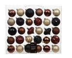 Kerstballen en ornamenten 7 cm Opaal Bruin Zwart onbreekbaar doos 30 stuks