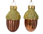 Kersthanger Glas Eikelvorm Espresso 4 cm Set van 12