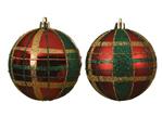Kerstballen kunststof Tartan Schotseruit 8 cm / per stuk Supermooi! Bijzondere Decoratie voor Kerst