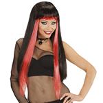 Halloween Pruik Zwart Rood Gothic