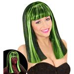 Halloween Pruik Zwart Groen Strepen