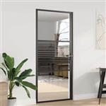 vidaXL Binnen Deur Zwart 93 x 201.5 cm Gehard glas en Aluminium