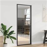 vidaXL Binnen Deur Zwart 83 x 201.5 cm Gehard glas en Aluminium