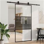 vidaXL Schuifdeur Zwart 102.5 x 205 cm Gehard glas en Aluminium