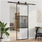 vidaXL Schuifdeur Zwart 76 x 205 cm Gehard glas en Aluminium