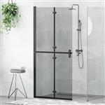vidaXL Inloop douche wand Zwart en donkertransparant 90 x 190 cm