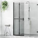 vidaXL Inloop douche wand Zwart en donkertransparant 70 x 190 cm