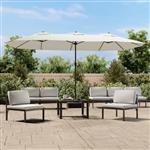 vidaXL Parasol dubbel dak met LED 449x265 cm zandwit
