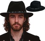 Zwarte vilten cowboyhoed met studs, voor volwassenen