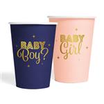 8 papieren bekers 210 ml - Gender Reveal