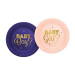 8 Papieren borden 18 cm - Gender Reveal