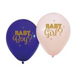 8 latex ballonnen 12 inch, 2-zijdig - Gender Reveal