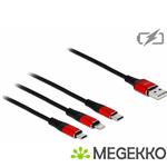 Delock 85892 USB-kabel 1 m 2.0 USB A USB C/Micro-USB B/Lightning Zwart, Rood